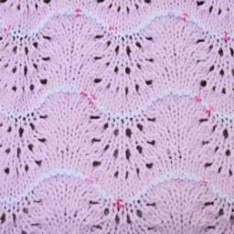 New Handmade Pink Knit Crochet Baby Afghan Blanket Throw Newborn Infant Wave Trim - thumbnail 2