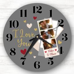 I Love You Photo Grey Couple Valentine's Day Gift Anniversary Personalised Clock - thumbnail 1
