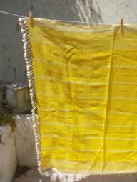 Handwoven Wool Shawl/Throw/Blanket From Kutch, Gujarat. Bright Yellow - thumbnail 1