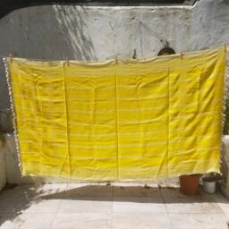 Handwoven Wool Shawl/Throw/Blanket From Kutch, Gujarat. Bright Yellow - thumbnail 2