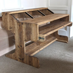 Reclaimed Wood Musician's Studio Desk Keyboard Tray & 6U Racks - thumbnail 1