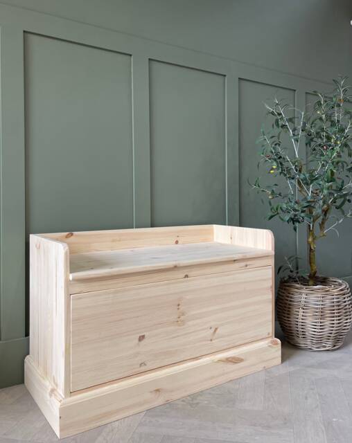 3Ft Wide, Unpainted Hall Storage Bench, Shoe Backless Monks Bench With Drawers - image 1