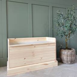 3Ft Wide, Unpainted Hall Storage Bench, Shoe Backless Monks Bench With Drawers - thumbnail 3