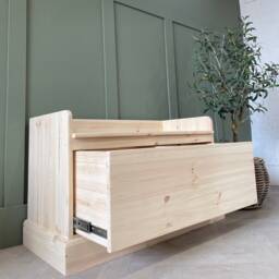 3Ft Wide, Unpainted Hall Storage Bench, Shoe Backless Monks Bench With Drawers - thumbnail 2