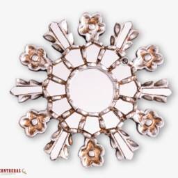 "Small Silver Sunburst Mirror 7.8""- Handmade Round Mirror Wall Set 3, " - thumbnail 3