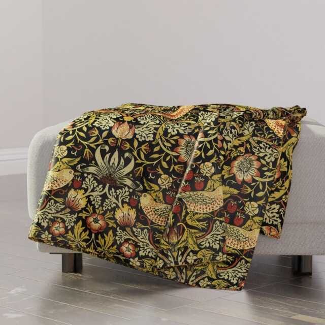 William Morris Throw Blanket - Traditional Victorian Woven Look English Garden Strawberry Thief By Peacoquettedesigns - image 1