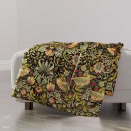 William Morris Throw Blanket - Traditional Victorian Woven Look English Garden Strawberry Thief By Peacoquettedesigns