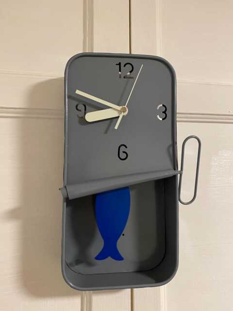 Metal Sardine Tin Pendulum Wall Clock - Blue Grey Black Navy Green Orange Pink - image 1
