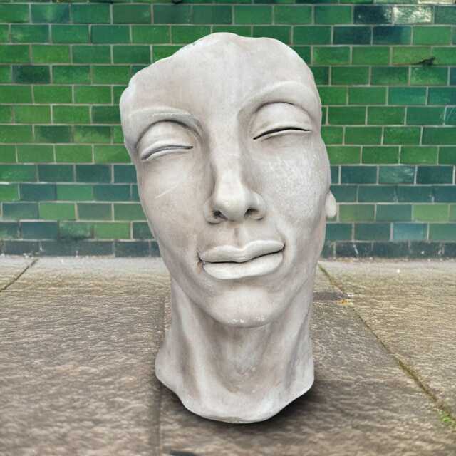 Concrete Head Sculpture Modern Face Statue Stone Figurine Cement Garden Ornament Outdoor Decor Front Door Decoration Lawn Gift - image 1