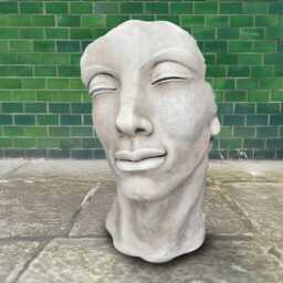 Concrete Head Sculpture Modern Face Statue Stone Figurine Cement Garden Ornament Outdoor Decor Front Door Decoration Lawn Gift - thumbnail 3