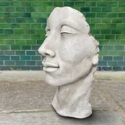 Concrete Head Sculpture Modern Face Statue Stone Figurine Cement Garden Ornament Outdoor Decor Front Door Decoration Lawn Gift - thumbnail 2