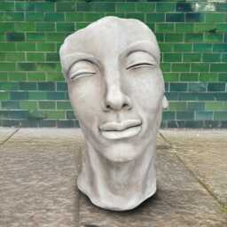 Concrete Head Sculpture Modern Face Statue Stone Figurine Cement Garden Ornament Outdoor Decor Front Door Decoration Lawn Gift - thumbnail 1