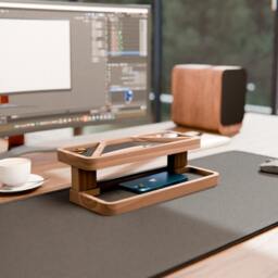 Wood Desk Organizer Two-Tier Docking Station With Felt Inserts - thumbnail 3