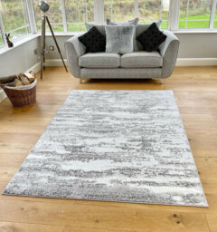 New Modern Silver Grey Cream Metallic Marble Wave Design Rug Colorful Silky Soft Good Quality Floor Area Mats UK