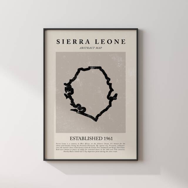 Abstract Sierra Leone Map Vintage Wall Art Print Picasso + Matisse Inspired Travel Poster Oe - image 1