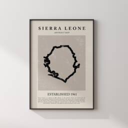 Abstract Sierra Leone Map Vintage Wall Art Print Picasso + Matisse Inspired Travel Poster Oe - thumbnail 1