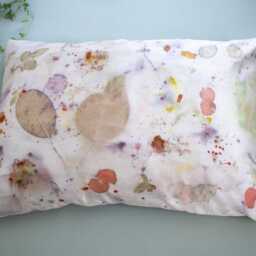 Plant-Dyed Mulberry Silk Pillowcase Eco-Printed Floral Design - thumbnail 2