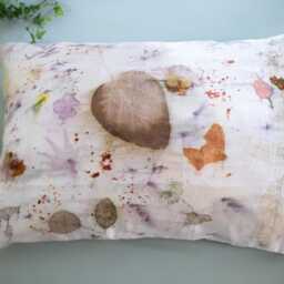 Plant-Dyed Mulberry Silk Pillowcase Eco-Printed Floral Design - thumbnail 3