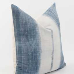 Vintage Indigo Hemp Pillow Cover, Striped Hmong Fabric, Boho Farmhouse Cushion - 20x20 - thumbnail 4