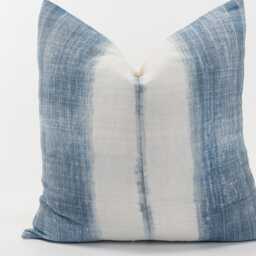 Vintage Indigo Hemp Pillow Cover, Striped Hmong Fabric, Boho Farmhouse Cushion - 20x20 - thumbnail 2