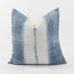 Vintage Indigo Hemp Pillow Cover, Striped Hmong Fabric, Boho Farmhouse Cushion - 20x20 - thumbnail 1