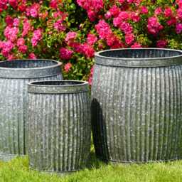Large Galvanised Dolly Tub Set 3 - Metal Steel Garden Flower Pot Trough Planter - thumbnail 2