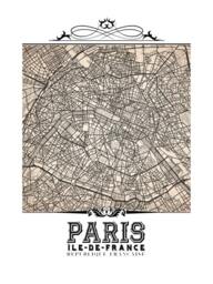 Paris Map Art Print Vintage Style Sepia City Decor - thumbnail 3