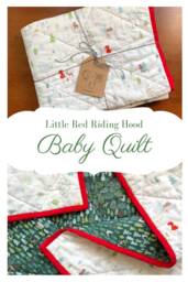 Red Riding Hood Baby Quilt - Green, White, Woodland Girl Nursery Play Mat Shower Gift Modern Fairy Tale