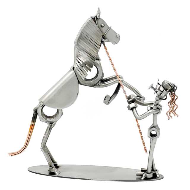 Handmade Girl With Horse Figurine Gift For Lovers Inspiring Home Decor Equestrian Fans Creative Animal Art - image 1
