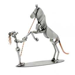 Handmade Girl With Horse Figurine Gift For Lovers Inspiring Home Decor Equestrian Fans Creative Animal Art - thumbnail 3