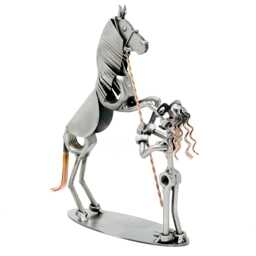 Handmade Girl With Horse Figurine Gift For Lovers Inspiring Home Decor Equestrian Fans Creative Animal Art - thumbnail 2