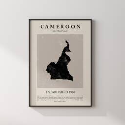 Cameroon Map Vintage Abstract Wall Art Print Picasso + Matisse Inspired Travel Poster - thumbnail 2