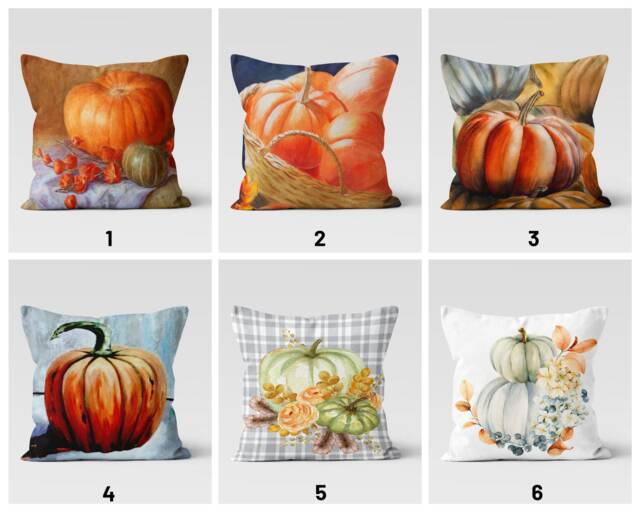 Halloween Pumpkin Throw Pillow Cover/Pumpkin Painting Case/Fall Trend Cover/Housewarming Autumn Cushion/Home Decor - image 1