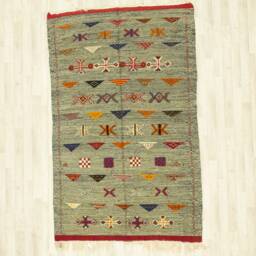 Grey Moroccan Kilim Rug Geometric Berber, Natural Wool Flatweave - thumbnail 2