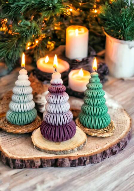 Christmas Tree Pillar Candle, Christmas Candle Gift, Christas Tree Shaped Candle, Winter Home Decor, Green Candle, Gift For Her, Festive - image 1