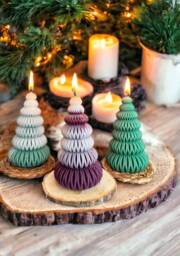 Christmas Tree Pillar Candle, Christmas Candle Gift, Christas Tree Shaped Candle, Winter Home Decor, Green Candle, Gift For Her, Festive - thumbnail 1