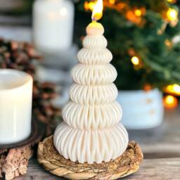 Christmas Tree Pillar Candle, Christmas Candle Gift, Christas Tree Shaped Candle, Winter Home Decor, Green Candle, Gift For Her, Festive - thumbnail 2