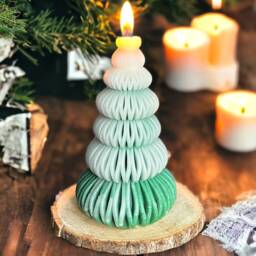 Christmas Tree Pillar Candle, Christmas Candle Gift, Christas Tree Shaped Candle, Winter Home Decor, Green Candle, Gift For Her, Festive - thumbnail 3
