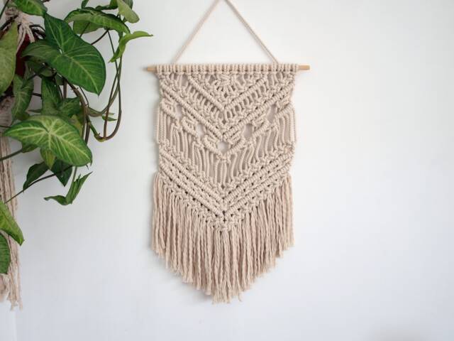 "Macrame Wall Hanging Modern Woven Cotton Entryway Decor - 15"" X 23" - image 1