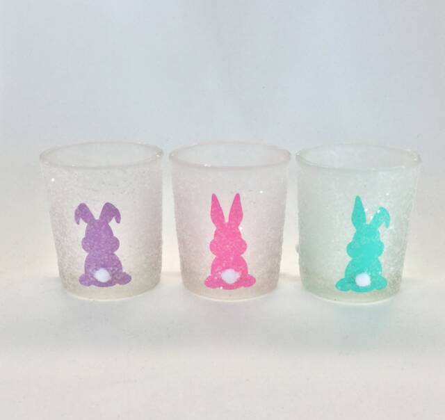 Easter Bunny Frosted Votive Candle Holders - Set Of 3 - image 1