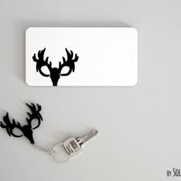 Deer Caribou Horn Silhouette Key Holder - Chain - thumbnail 2