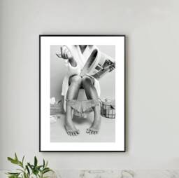 Black & White Bathroom Toilet Wc En Suite Wall Art Print Decor Fun Poster A5, A4, A3, A2, Women Pamper - thumbnail 1