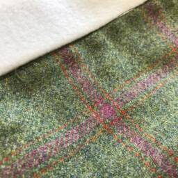Tweed Wool Christmas Stocking in Green & Pink Windowpane Design - thumbnail 2