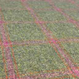 Tweed Wool Christmas Stocking in Green & Pink Windowpane Design - thumbnail 3