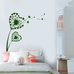 Wall Vinyl Decal Heart Shaped Dandelions Puffball Seed Hearts Flower Ornament Modern Home Decor - #1132Dz - thumbnail 2