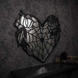 Gothic Spider Web Heart Mirror - Dark Academia, Witchy Wall Art - thumbnail 2
