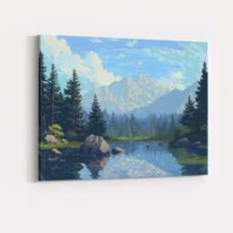 Snow Capped Mountain Lake Evergreen Forest Landscape Canvas Wall Art Print Decor Picture Ready To Hang - thumbnail 4