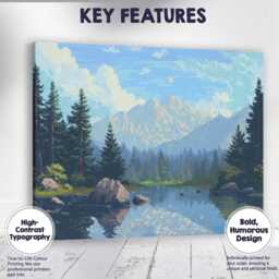 Snow Capped Mountain Lake Evergreen Forest Landscape Canvas Wall Art Print Decor Picture Ready To Hang - thumbnail 1