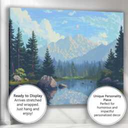Snow Capped Mountain Lake Evergreen Forest Landscape Canvas Wall Art Print Decor Picture Ready To Hang - thumbnail 3