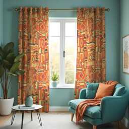 Tribal Boho Curtains, Colorful Geometric Aztec Pattern Drapes, Made To Measure Window Panels - thumbnail 4